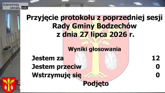 XXXV sesja Rady Gminy Bodzechów 27 sierpnia 2026 r.