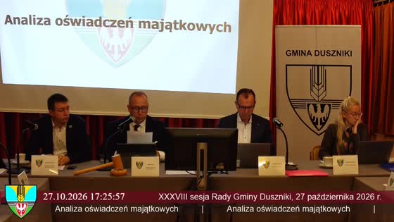 XXXVIII sesja Rady Gminy Duszniki, 27 października 2026 r.