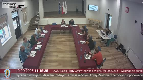 XXXI Sesja Rady Gminy Zawonia w dniu 10.09.2026 r. - wznowienie obrad