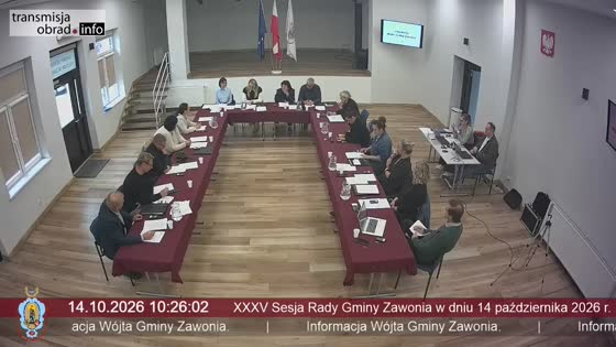 XXXV Sesja Rady Gminy Zawonia w dniu 14 października 2026 r.
