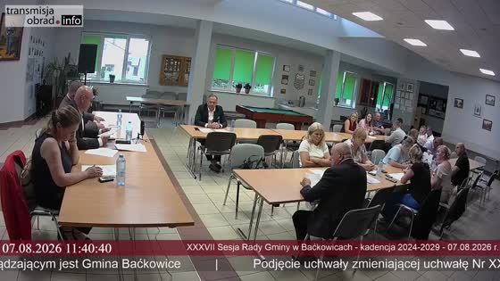 XXXVII Sesja Rady Gminy w Baćkowicach - kadencja 2024-2029 - 07.08.2026 r.
