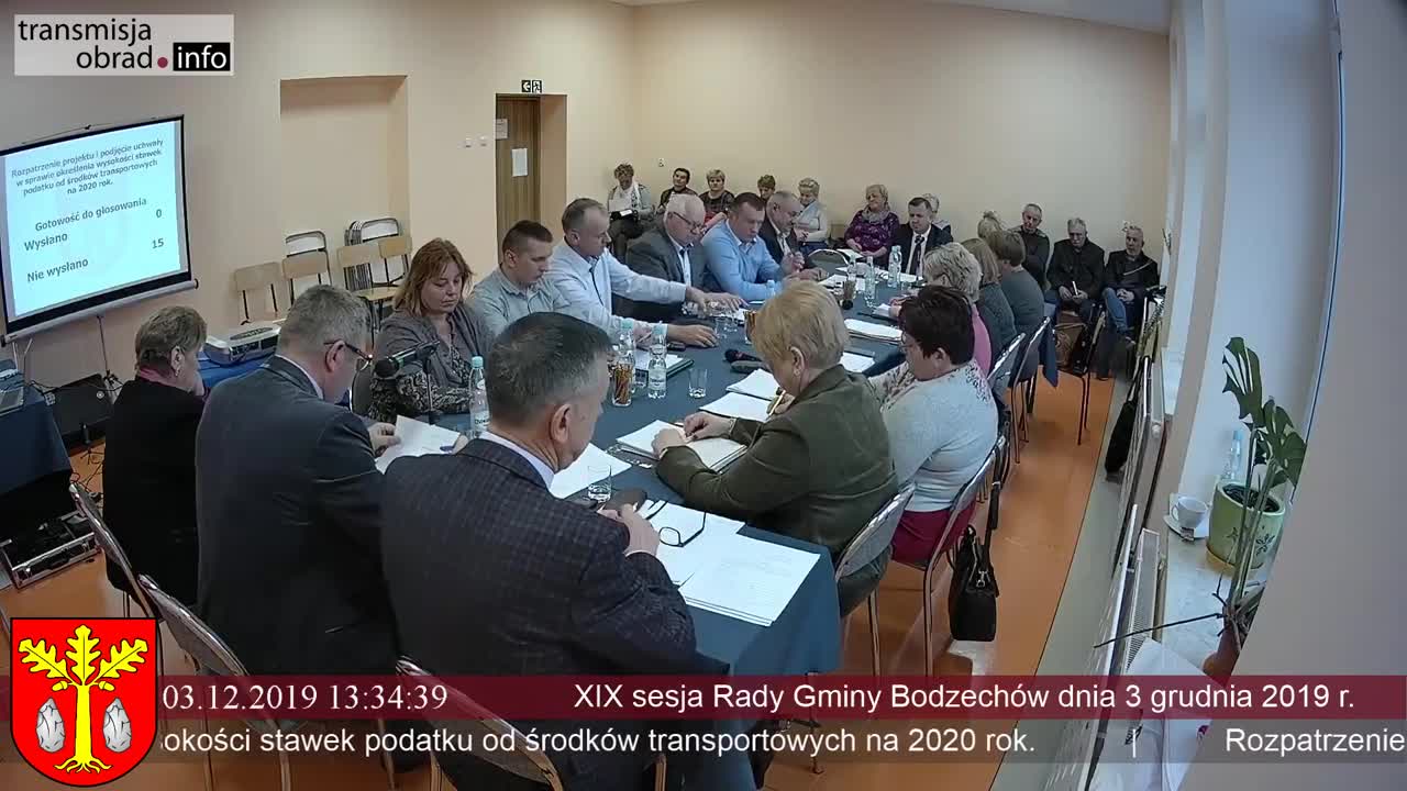 XIX Sesja Rady Gminy Bodzechów – 03.12.2019