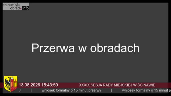 XXXIX SESJA RADY MIEJSKIEJ W ŚCINAWIE