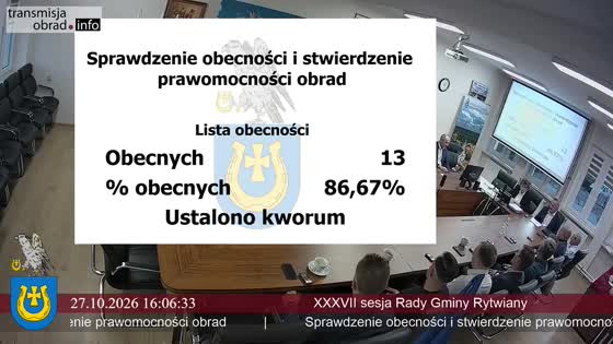 XXXVII sesja Rady Gminy Rytwiany