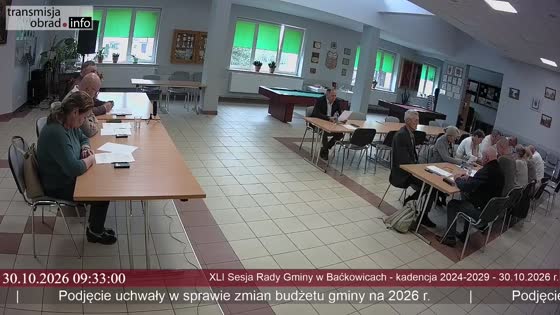 XLI Sesja Rady Gminy w Baćkowicach - kadencja 2024-2029 - 30.10.2026 r.