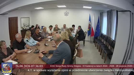 XXXI Sesja Rady Gminy Stegna - IX Kadencji w latach 2024 - 2029 - 26 sierpnia 2026 r.