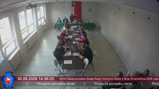 XXVII Nadzwyczajna Sesja Rady Gminy w Oksie z dnia 30 września 2026 roku