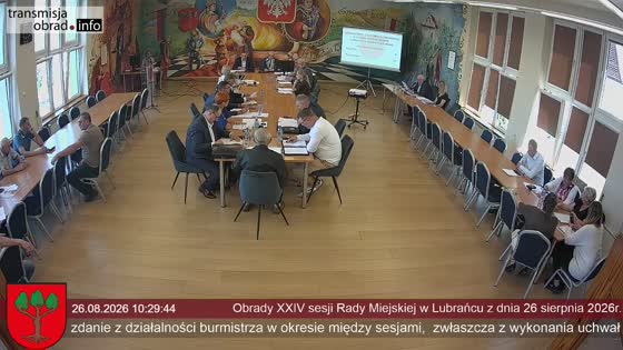 Obrady XXIV sesji Rady Miejskiej w Lubrańcu z dnia 26 sierpnia 2026r.