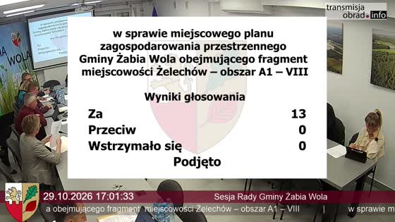 Rady Gminy Żabia Wola w dniu 29 października 2026 r.