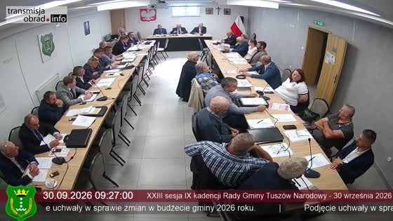 Nagranie z XXIII Sesji IX kadencji Rady Gminy Tuszów Narodowy z dnia 30 września 2026 roku