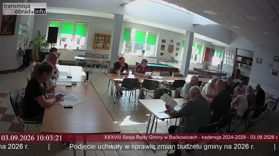 XXXVIII Sesja Rady Gminy w Baćkowicach - kadencja 2024-2029 - 03.09.2026 r.