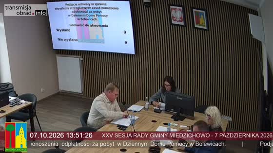 XXV SESJA RADY GMINY MIEDZICHOWO - 7 PAŹDZIERNIKA 2026