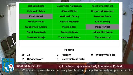 XLI nadzwyczajna sesja Rady Miejskiej w Pułtusku