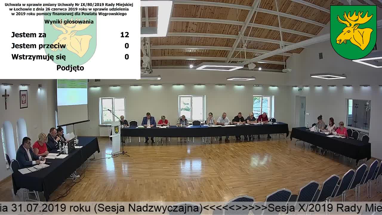 Sesja X/2019 Rady Miejskiej w Łochowie (Sesja Nadzwyczajna)