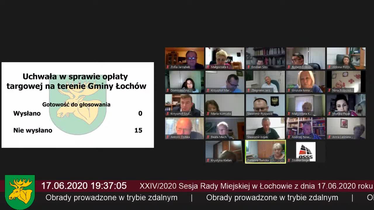 Sesja XXIV/2020 Rady Miejskiej w Łochowie (Tryb zdalny)